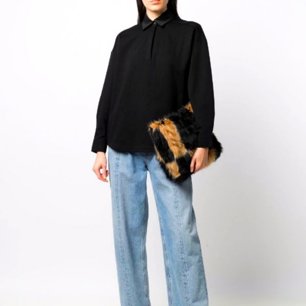 Rag and Bone black long sleeved polo shirt